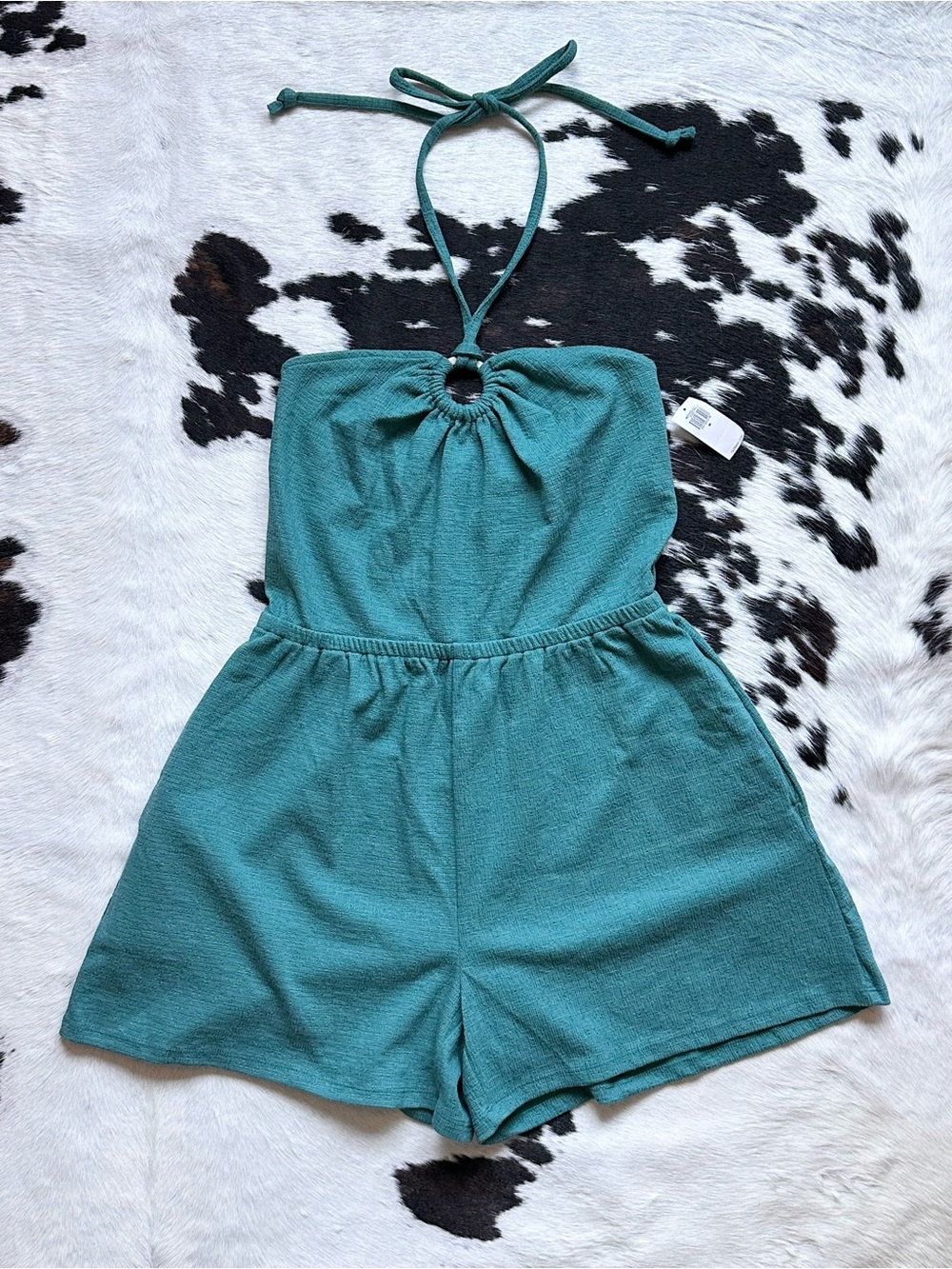 Old Navy Teal Halter Romper with Ring Detail